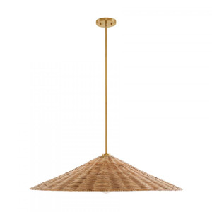 Meridian 1-Light Pendant M7042NB 35 Inch 1 Light Natural Brass Pendant Dry Rated