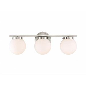 Meridian 3-Light Bathroom Vanity Light M80023BN 24 Inch 3 Light Brushed Nickel Bathroom Vanity Light Damp Rated