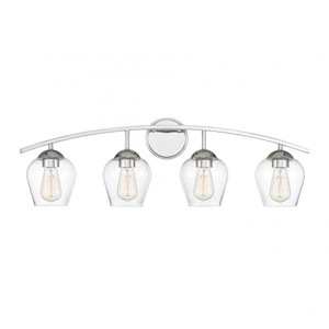 Meridian 4-Light Bathroom Vanity Light M80033CH 32 Inch 4 Light Chrome Bathroom Vanity Light Damp Rated