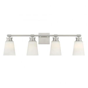 Meridian 4-Light Bathroom Vanity Light M80056BN 31 Inch 4 Light Brushed Nickel Bathroom Vanity Light Damp Rated