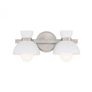 Meridian 2-Light Bathroom Vanity Light M80074BN 16 Inch 2 Light Brushed Nickel Bathroom Vanity Light Damp Rated