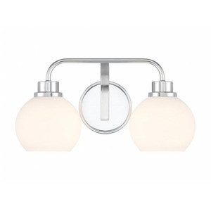 Meridian 2-Light Bathroom Vanity Light M80080CH 16 Inch 2 Light Chrome Bathroom Vanity Light Damp Rated