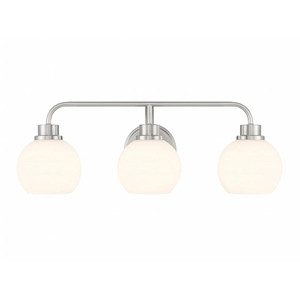 Meridian 3-Light Bathroom Vanity Light M80081BN 24 Inch 3 Light Brushed Nickel Bathroom Vanity Light Damp Rated