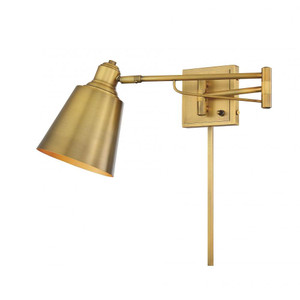 Meridian 1-Light Adjustable Wall Sconce M90047NB 6 Inch 1 Light Natural Brass Sconce Damp Rated