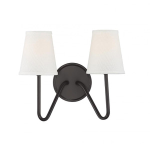 Meridian 2-Light Wall Sconce M90055ORB 13 Inch 2 Light Oil Rubbed Bronze Sconce Damp Rated