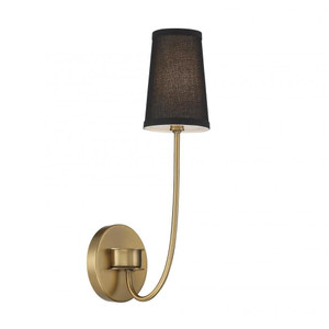 Meridian 1-Light Wall Sconce M90064NB 5 Inch 1 Light Natural Brass Sconce Damp Rated