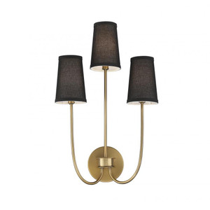 Meridian 3-Light Wall Sconce M90065NB 14 Inch 3 Light Natural Brass Sconce Damp Rated