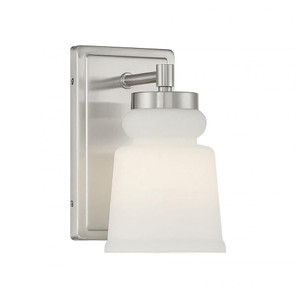 Meridian 1-Light Wall Sconce M90073BN 5 Inch 1 Light Brushed Nickel Sconce Damp Rated