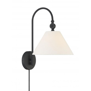 Meridian 1-Light Wall Sconce M90085MBK 10 Inch 1 Light Matte Black Sconce Damp Rated