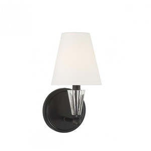 Meridian 1-Light Wall Sconce M90102MBK 5 Inch 1 Light Matte Black Sconce Damp Rated