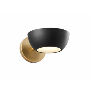 Meridian 1-Light Wall Sconce M90113MBKNB 7 Inch 1 Light Matte Black and Natural Brass Sconce Damp Rated