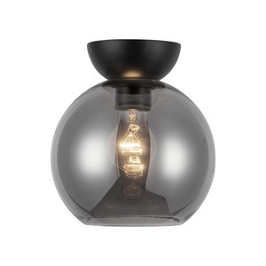 Arcadia 8-in Black/Smoked 1 Light Semi Flush Mount