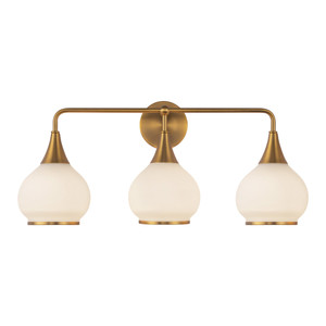 Hazel 26-in Aged Gold/Opal Matte Glass 3 Lights Vanity