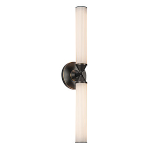 Edwin 22-in Urban Bronze/Frosted Ribbed Glass LED Wall/Vanity