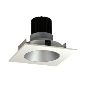 Nora NIO-4SNDC50XHW 4 inch Iolite LED Square Reflector with Round Aperture, 800lm / 14W, 5000K, Haze Reflector / White Flange