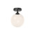 Nouveau 8-in Matte Black/Opal Matte Glass 1 Light Flush Mount