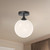 Nouveau 8-in Matte Black/Opal Matte Glass 1 Light Flush Mount