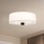 Theo 24-in Matte Black/White Linen 3 Lights Flush Mount