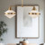 Willard 41-in Vintage Brass/Opal Matte Glass 2 Lights Linear Pendant