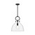Waldo 14-in Matte Black/Clear Glass 1 Light Pendant