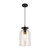 Sylvia 8-in Matte Black/Clear Glass 1 Light Pendant