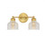 Meridian 2-Light Bathroom Vanity Light M80034NB 16 Inch 2 Light Natural Brass Bathroom Vanity Light Damp Rated