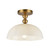 Paisley 12-in Brushed Gold/Glossy Opal Glass Socket Semi-Flush Mount