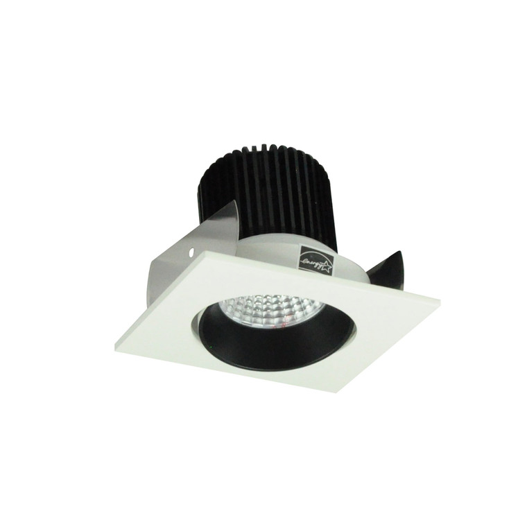 Nora NIOB-2SC30XBW/10 2 inch Iolite LED Square Adjustable Cone Reflector, 1000lm / 14W, 3000K, Black Reflector / White Flange