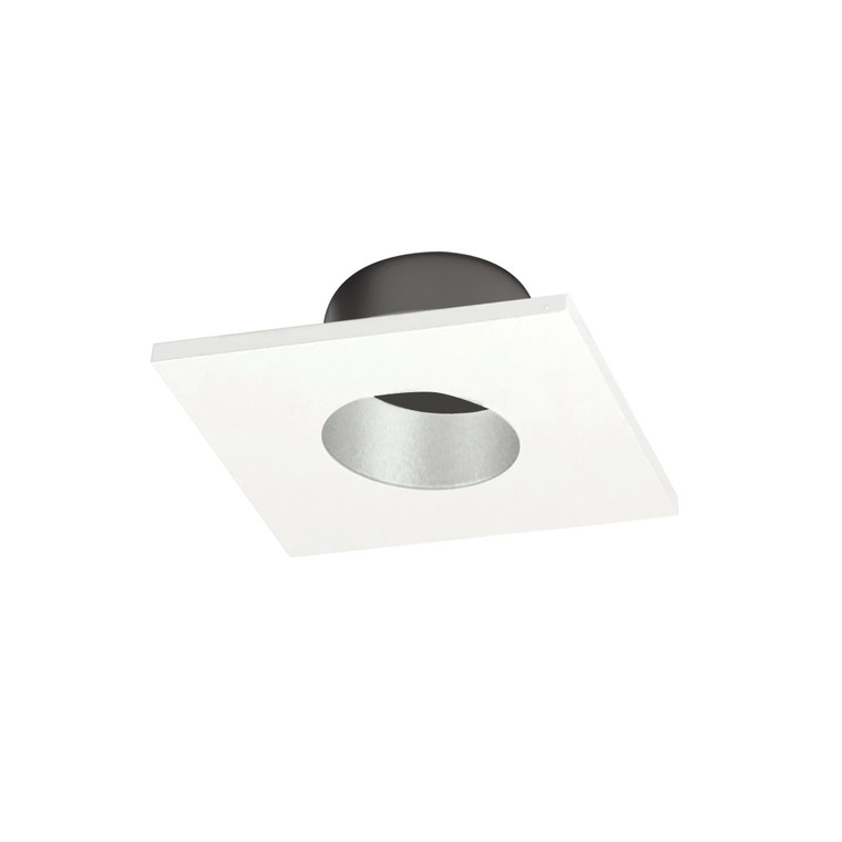 Nora NIOC-1SNGHW 1 inch Iolite Can-less Square Downlight Trim, Haze Reflector / White Flange
