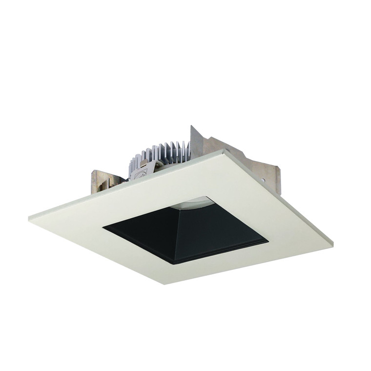 Nora NLCBS-4568527BW 4 inch Cobalt Shallow High Lumen LED Trim, Square/Square Regress, 850lm, 2700K, Black/White