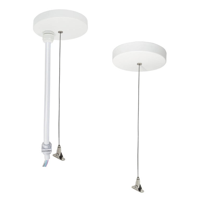 Nora NLUD-PCCW/6W 8 ft Pendant Power & Aircraft Mounting Kit for NLUD Series, White Finish, wired for EM