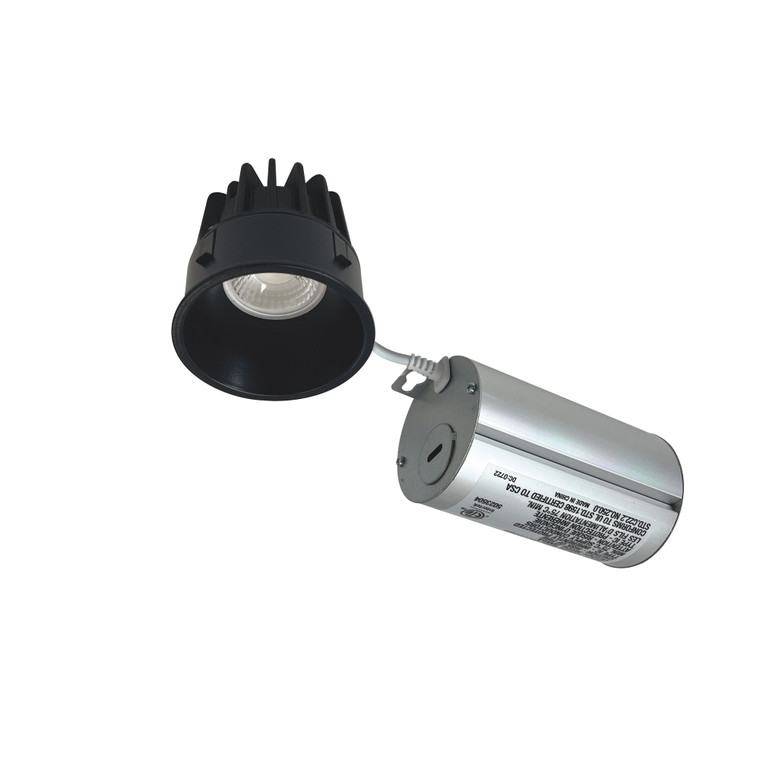 Nora NM2-2RTLDC6030BB 2 inch M2 Round Trimless LED Downlight, 750lm / 8W, 3000K, Matte Black finish