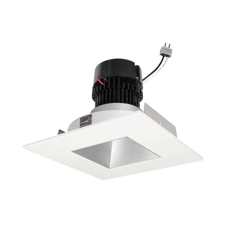 Nora NPRLV-4SNDSQ35XHZMPW 4 inch Pearl Low Voltage LED Square Retrofit Reflector with Square Aperture, 1100lm / 11W, 3500K, Haze Reflector / Matte Powder White Flange