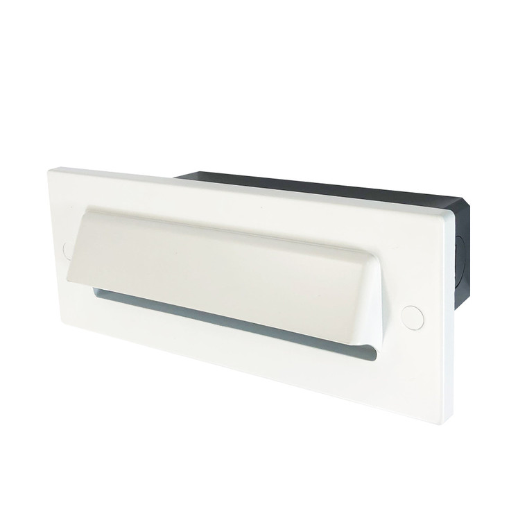 Nora NSW-843/SCW Brick Die-Cast LED Step Light w/ Horizontal Shroud Face Plate, Selectable CCT, White Finish