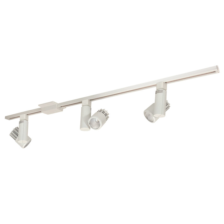 Nora NTLE-845930W 4-ft Track Pack with (3) Aiden 1150lm LED Track Heads, 3000K, White Finish