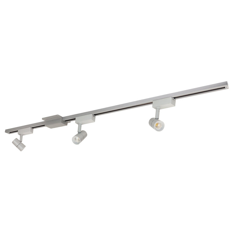 Nora NTLE-850930S 4-ft Track Pack with (3) Aiden 800lm LED Track Heads, 3000K, Silver Finish
