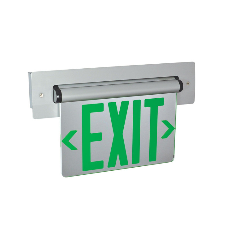 Nora NX-815-LEDGMA LED Exit Sign Adjustable Emergency Battery Backup 1F Green/Mirrored Acrylic AL