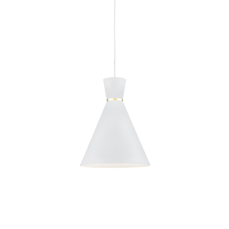 Vanderbilt 10-in White With Gold Detail 1 Light Pendant