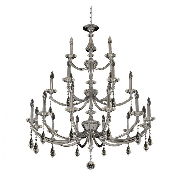 Floridia Light Luxury Crystal 3 Tier Chandelier – Polished Chrome