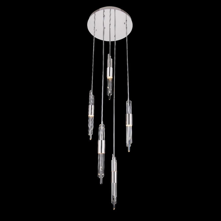 Lucca Luxury Crystal Multi Drop Pendant – Polished Chrome