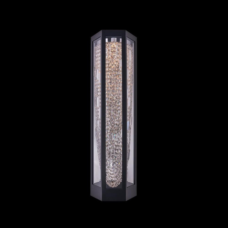 Strati Luxury Crystal Wall Sconce – Outdoor Matte Black
