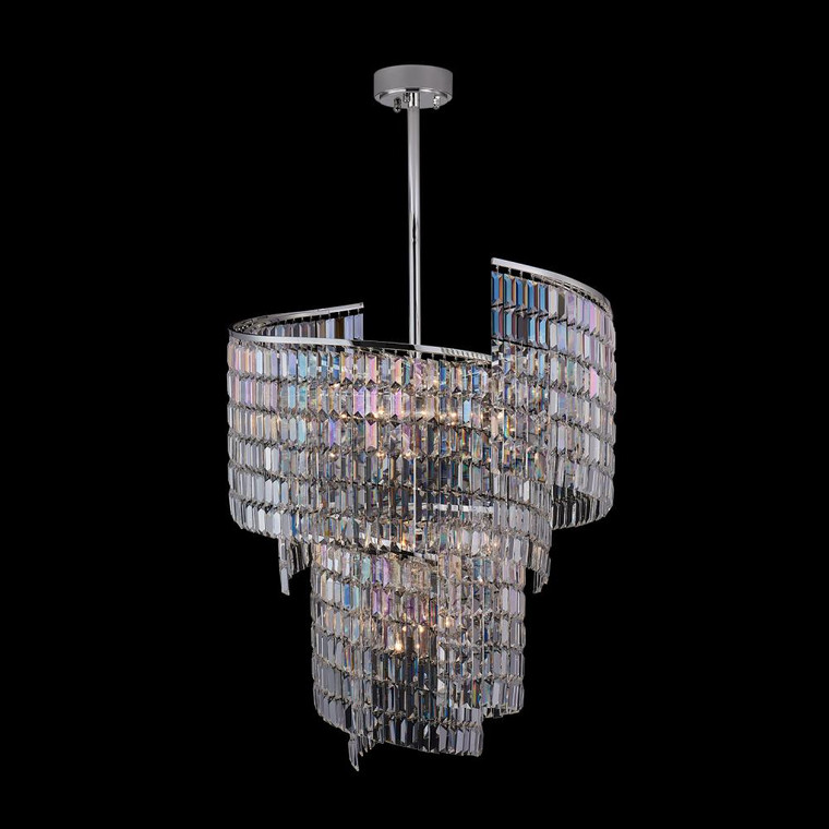 Vortice Luxury Crystal Island Candelier – Polished Silver