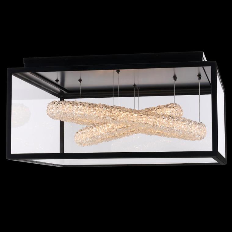 Lina Luxury Crystal Flush Mount Light – Matte Black