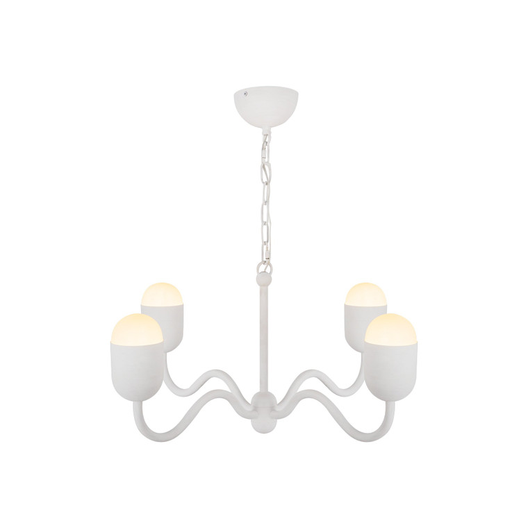 Effie 27-in Antique White/Opal Glass Socket Chandelier