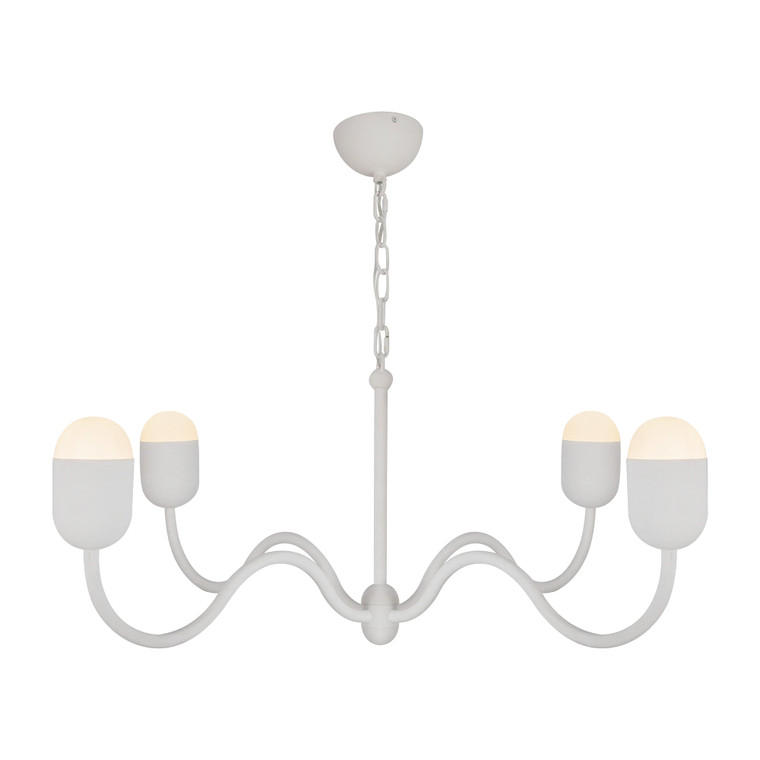 Effie 39-in Antique White/Opal Glass Socket Chandelier