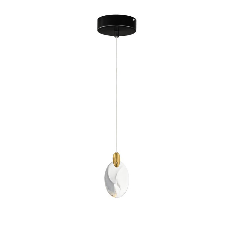 Pebble 1.5 Inch Single Pendant – Black / Polished Gold – E11071-122BKPG