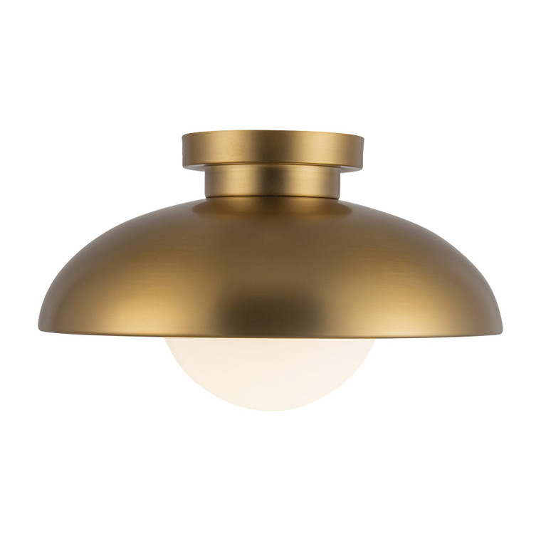 Rubio 12-in Aged Gold/Opal Matte Glass 1 Light Flush Mount