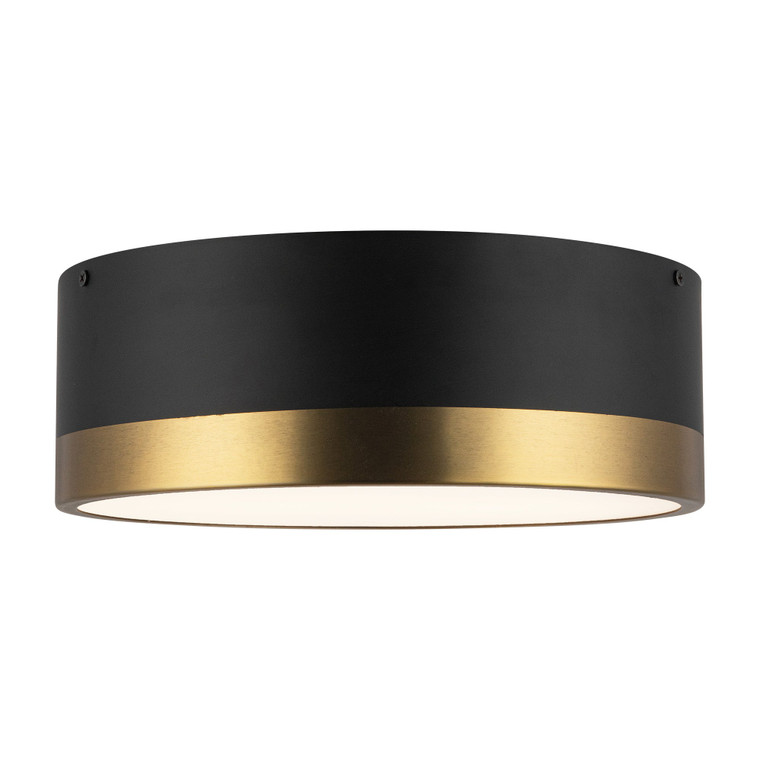 Brisbane 12-in Aged Gold/Matte Black 2 Lights Flush Mount
