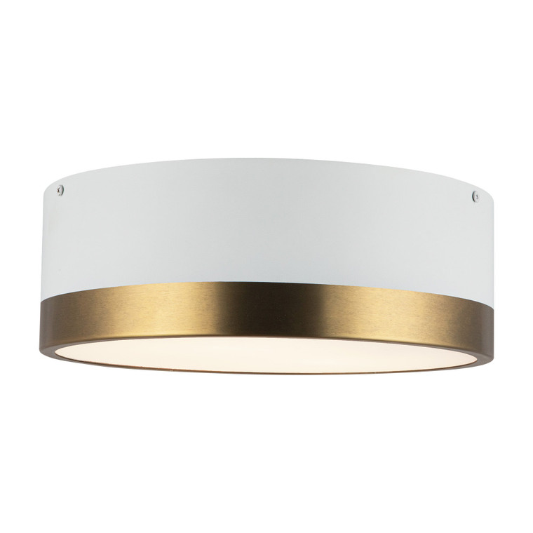Brisbane 12-in Aged Gold/White 2 Lights Flush Mount