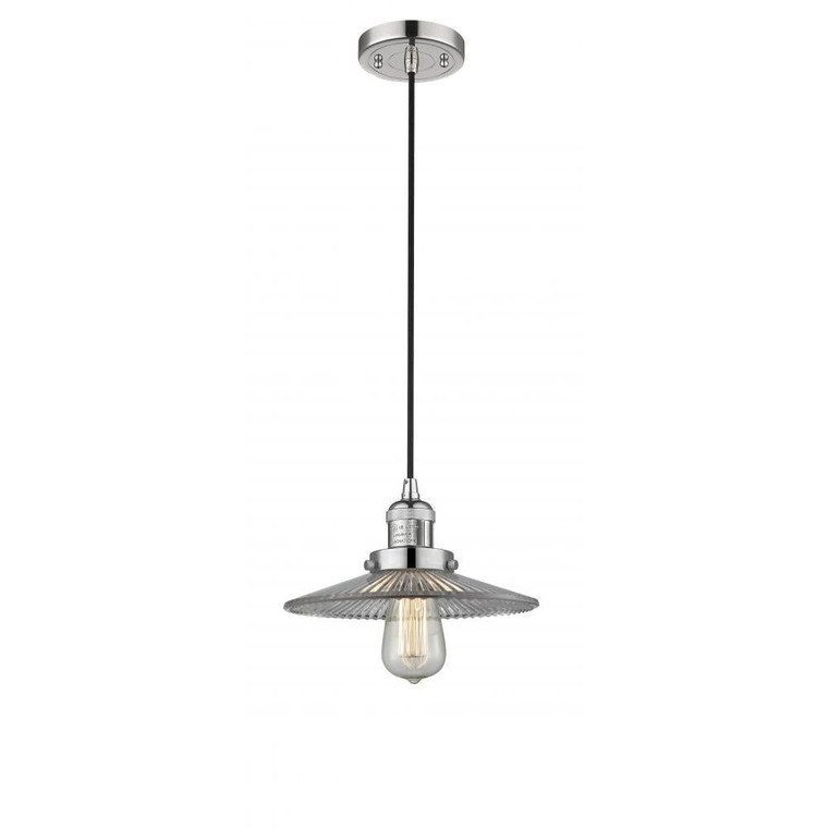 Halophane - 1 Light - 9 inch - Polished Nickel - Cord hung - Mini Pendant